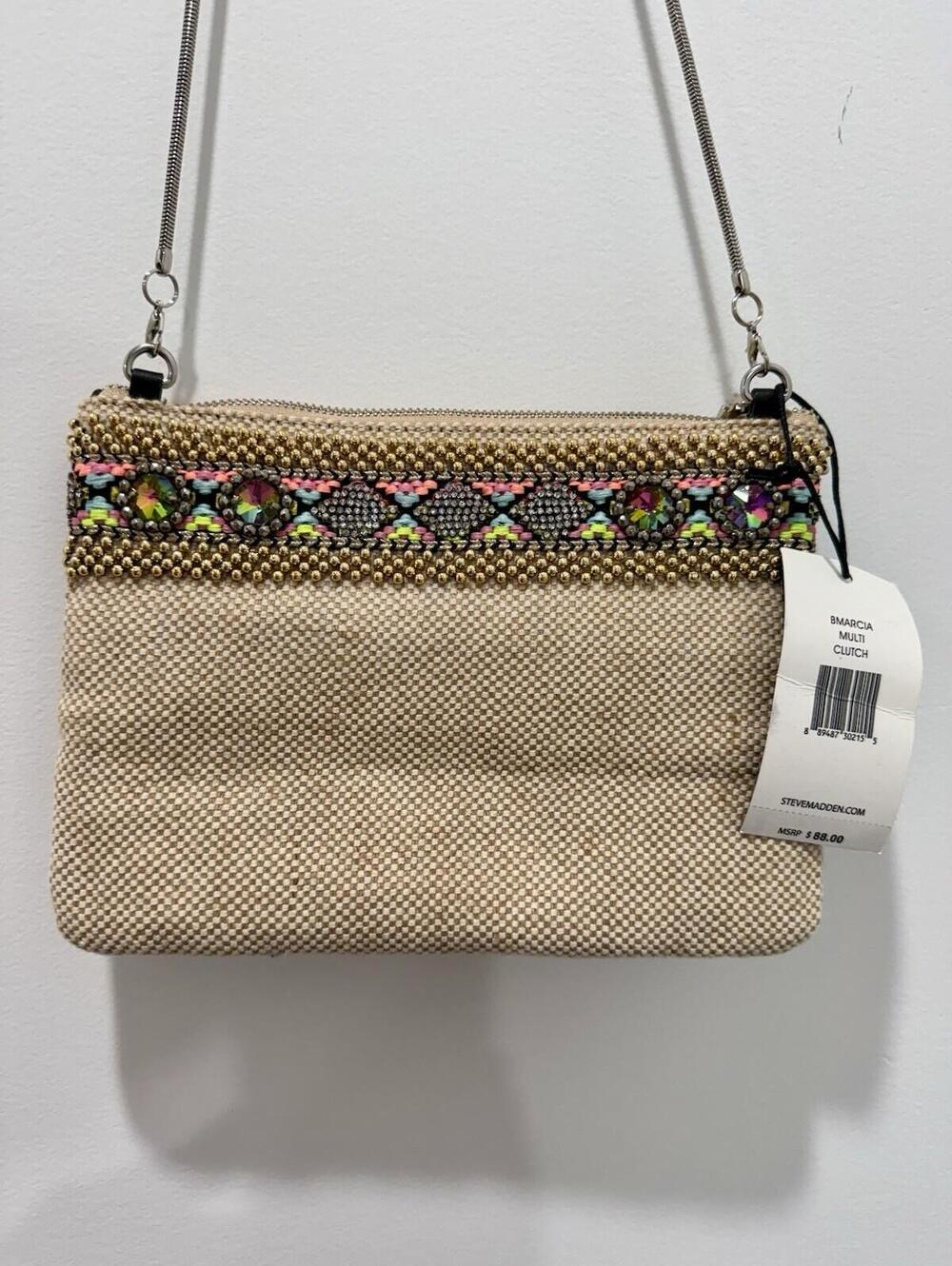 Steve Madden Beaded Tassel Crossbody Clutch Bag Multicolor Boho Festival NWT - Picture 6 of 14